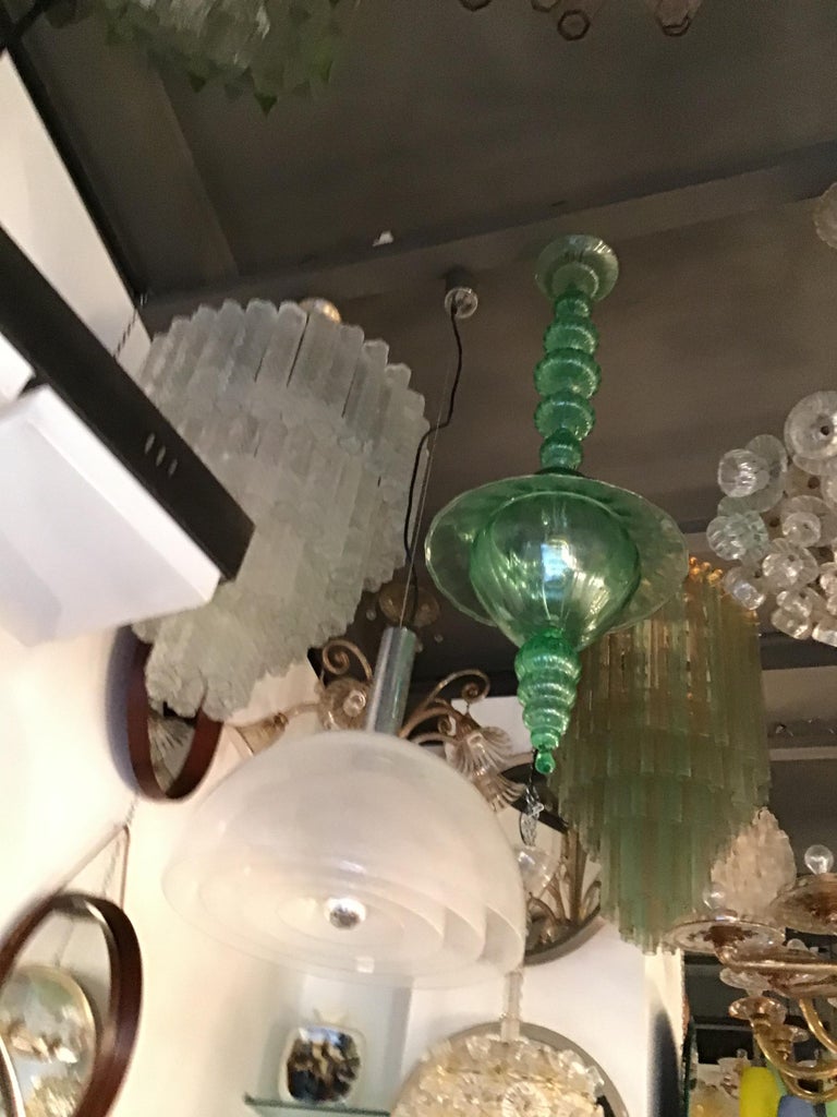 Venini chandelier green Murano glass, 1940, Italy.