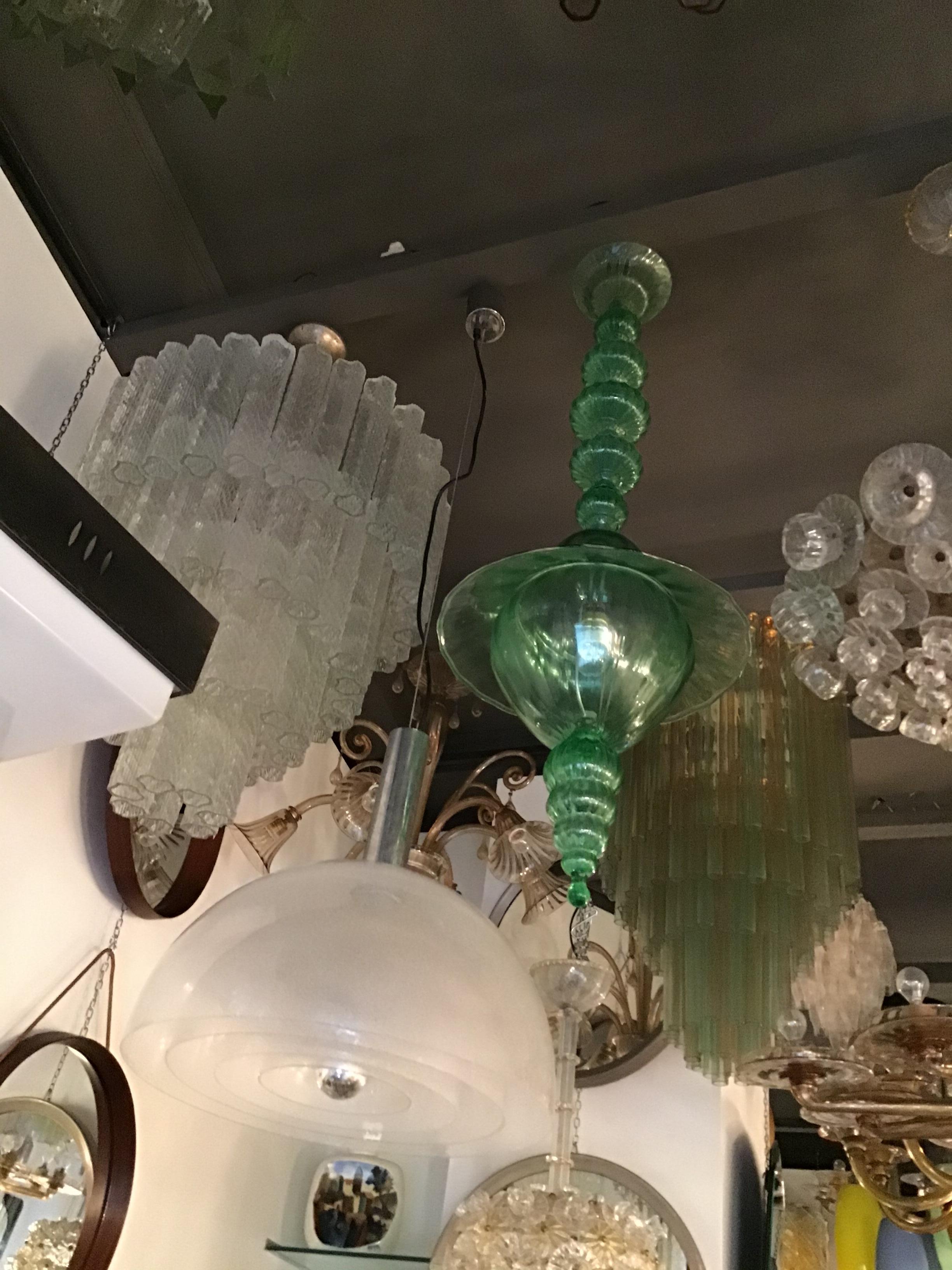 Other Venini Chandelier Green Murano Glass, 1940, Italy