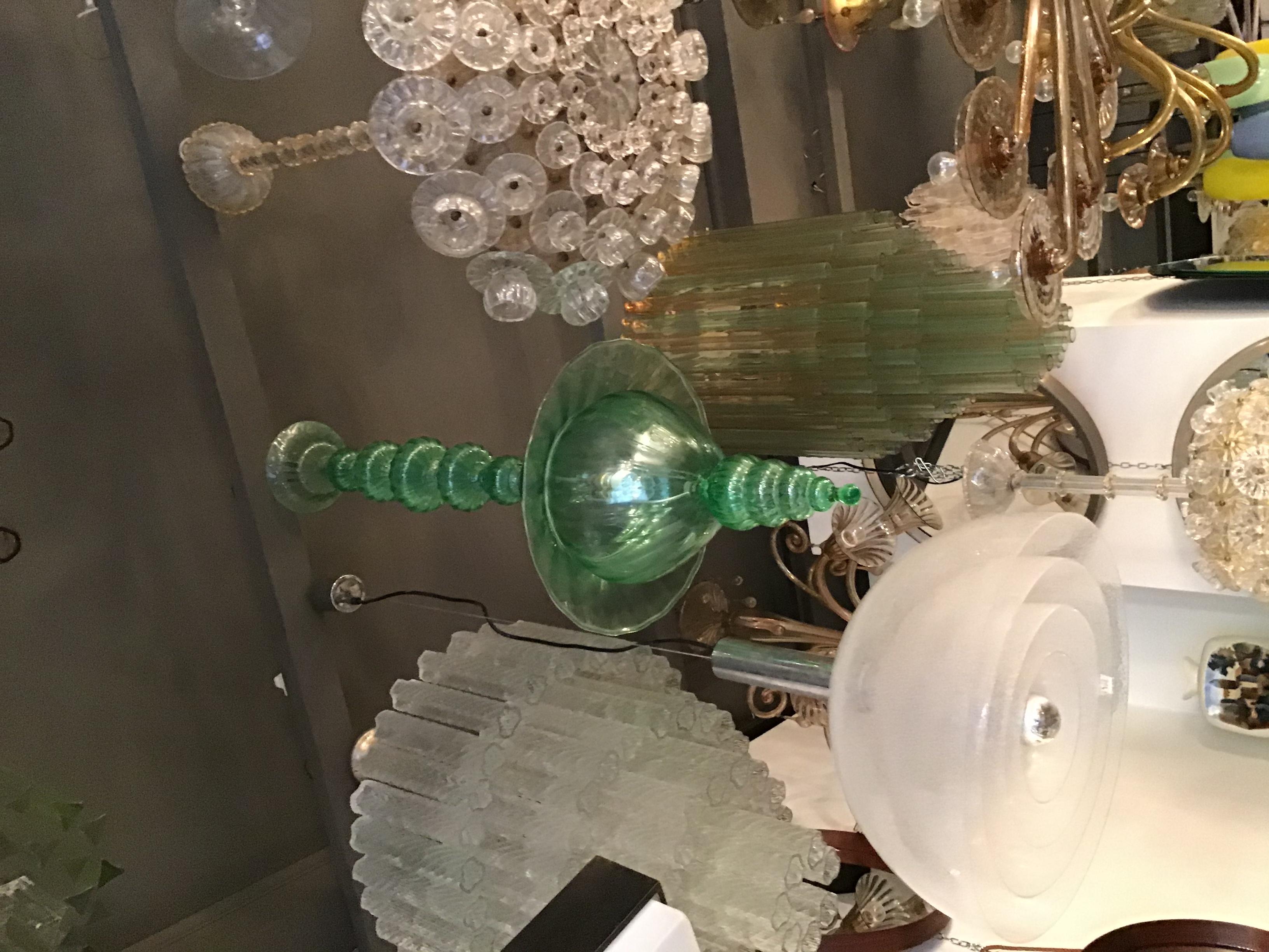 Venini Chandelier Green Murano Glass, 1940, Italy In Excellent Condition In Milano, IT