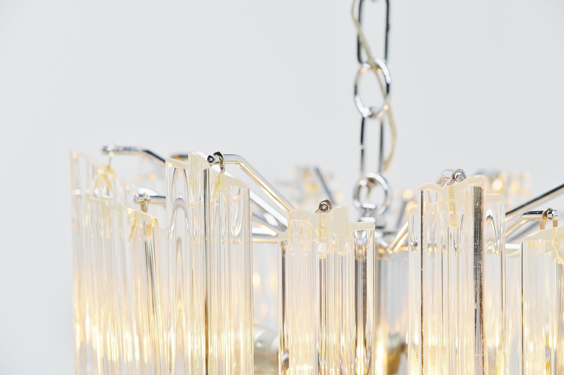 Mid-Century Modern Venini Chandelier in Clear Glass, Murano, Italy, 1960