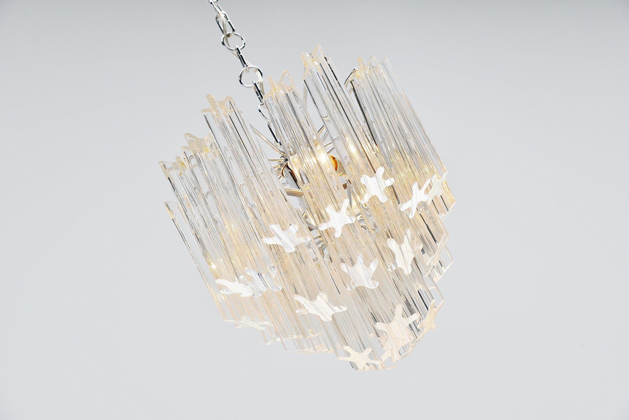 Venini Chandelier in Clear Glass, Murano, Italy, 1960 In Good Condition In Roosendaal, Noord Brabant