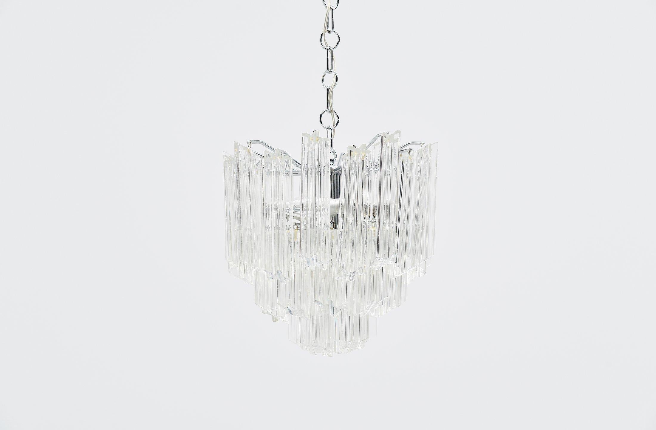 Mid-20th Century Venini Chandelier in Clear Glass, Murano, Italy, 1960