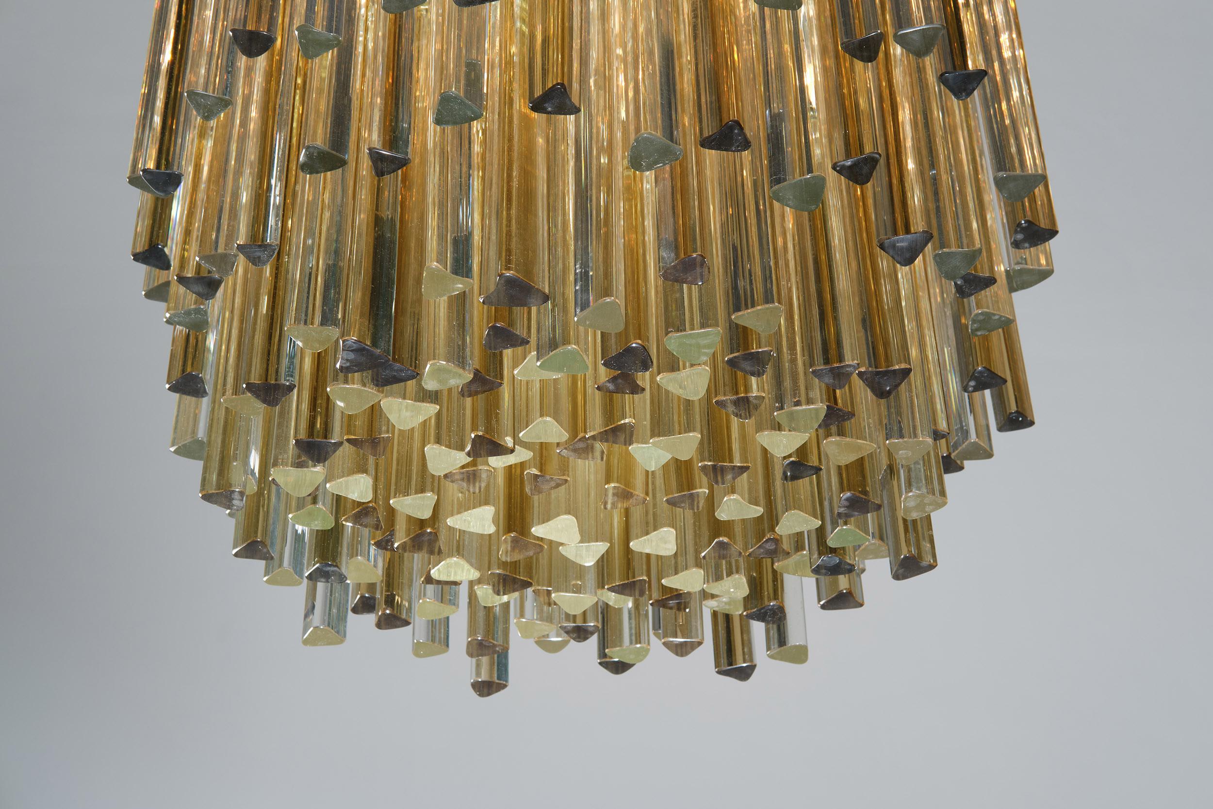 Metal Venini Chandelier in Murano Glass, 1960, Italy For Sale