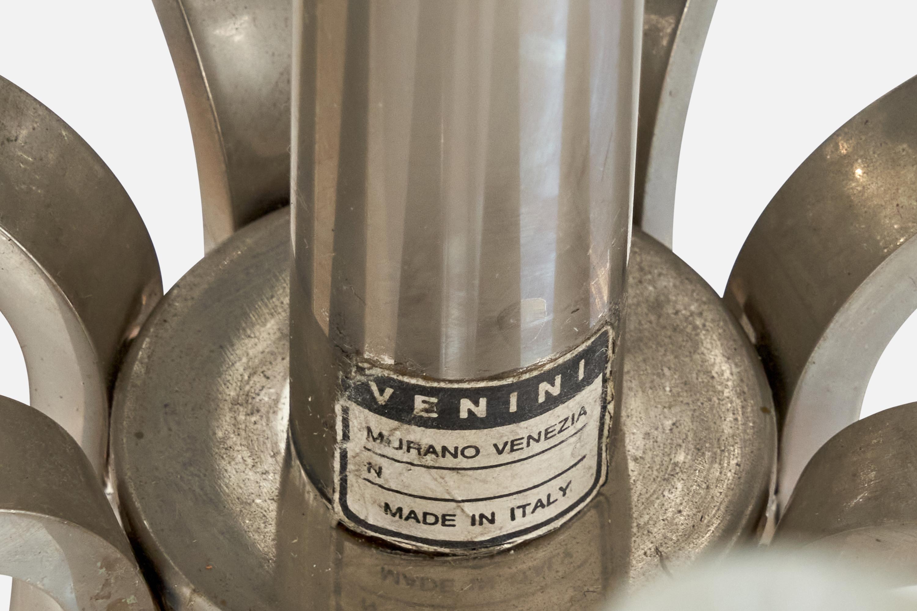 Venini, Chandelier, Metal, Glass, Italy, 1950s For Sale 4