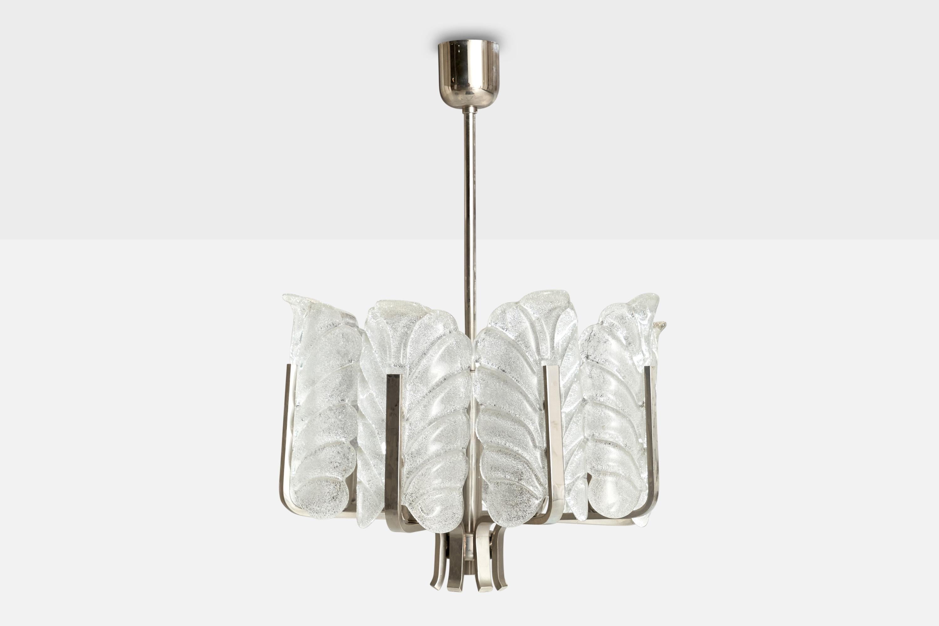Mid-Century Modern Venini, Chandelier, Metal, Glass, Italy, 1950s For Sale