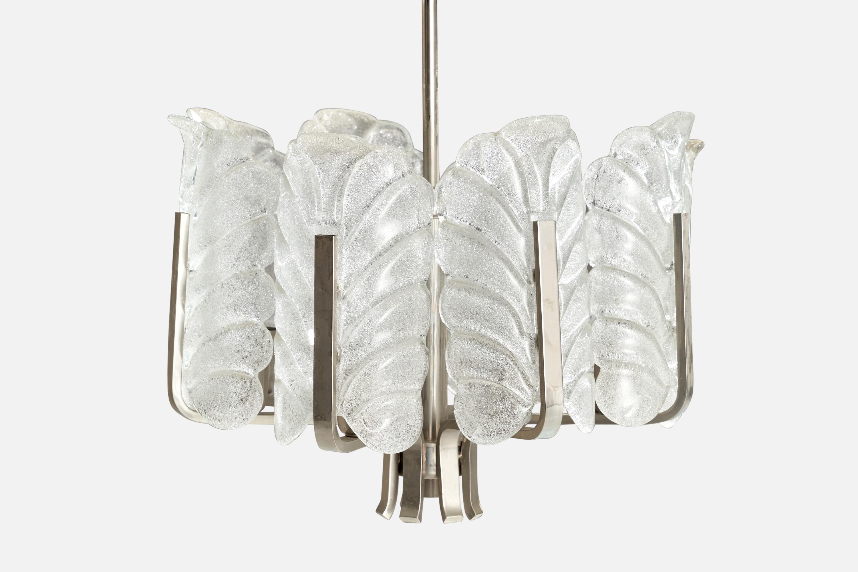 Venini, Chandelier, Metal, Glass, Italy, 1950s In Good Condition For Sale In High Point, NC