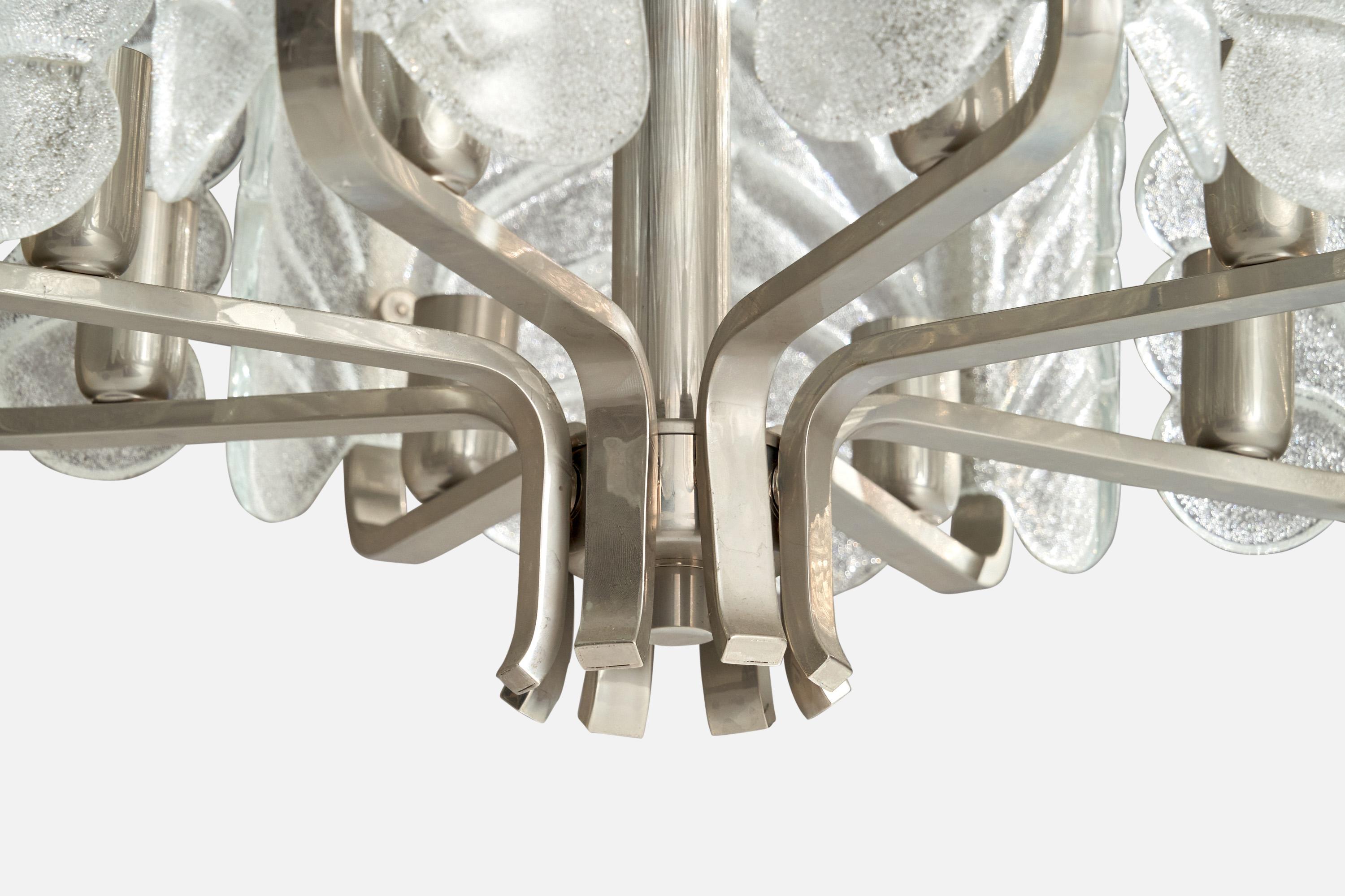 Mid-20th Century Venini, Chandelier, Metal, Glass, Italy, 1950s For Sale
