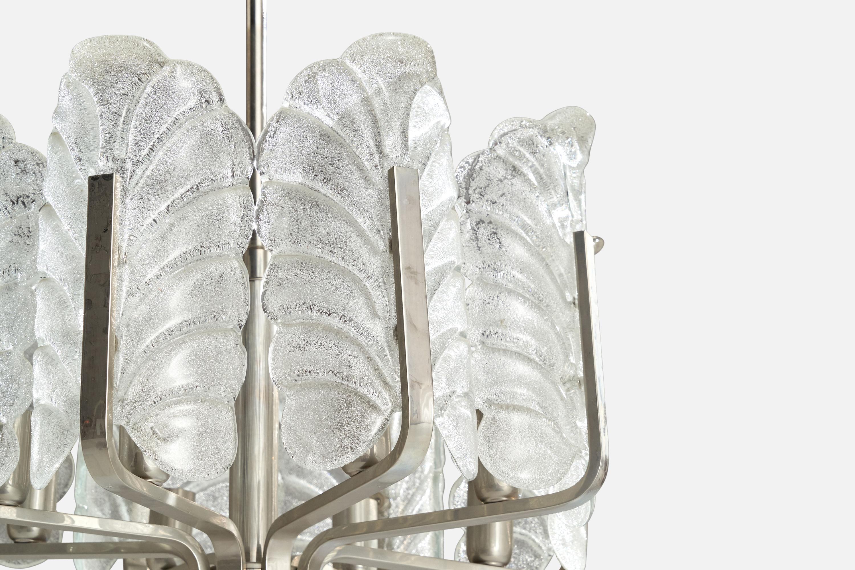 Venini, Chandelier, Metal, Glass, Italy, 1950s For Sale 1