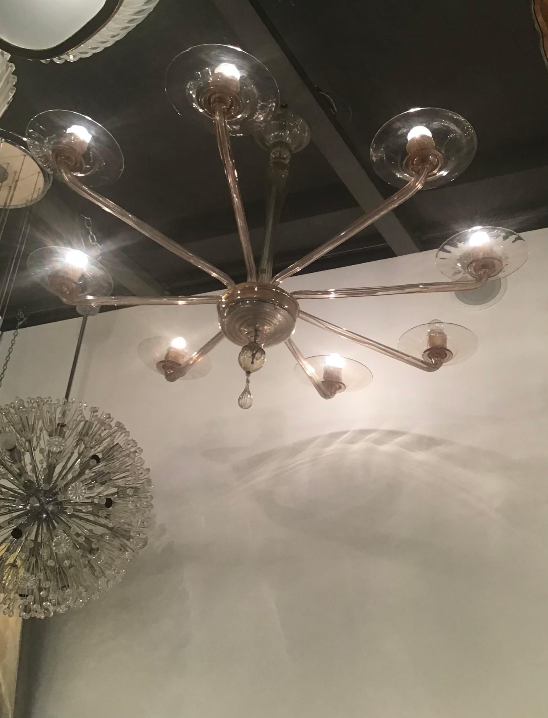 Lampadario Venini in vetro di Murano, 1930, Italia In condizioni ottime in vendita a Milano, IT