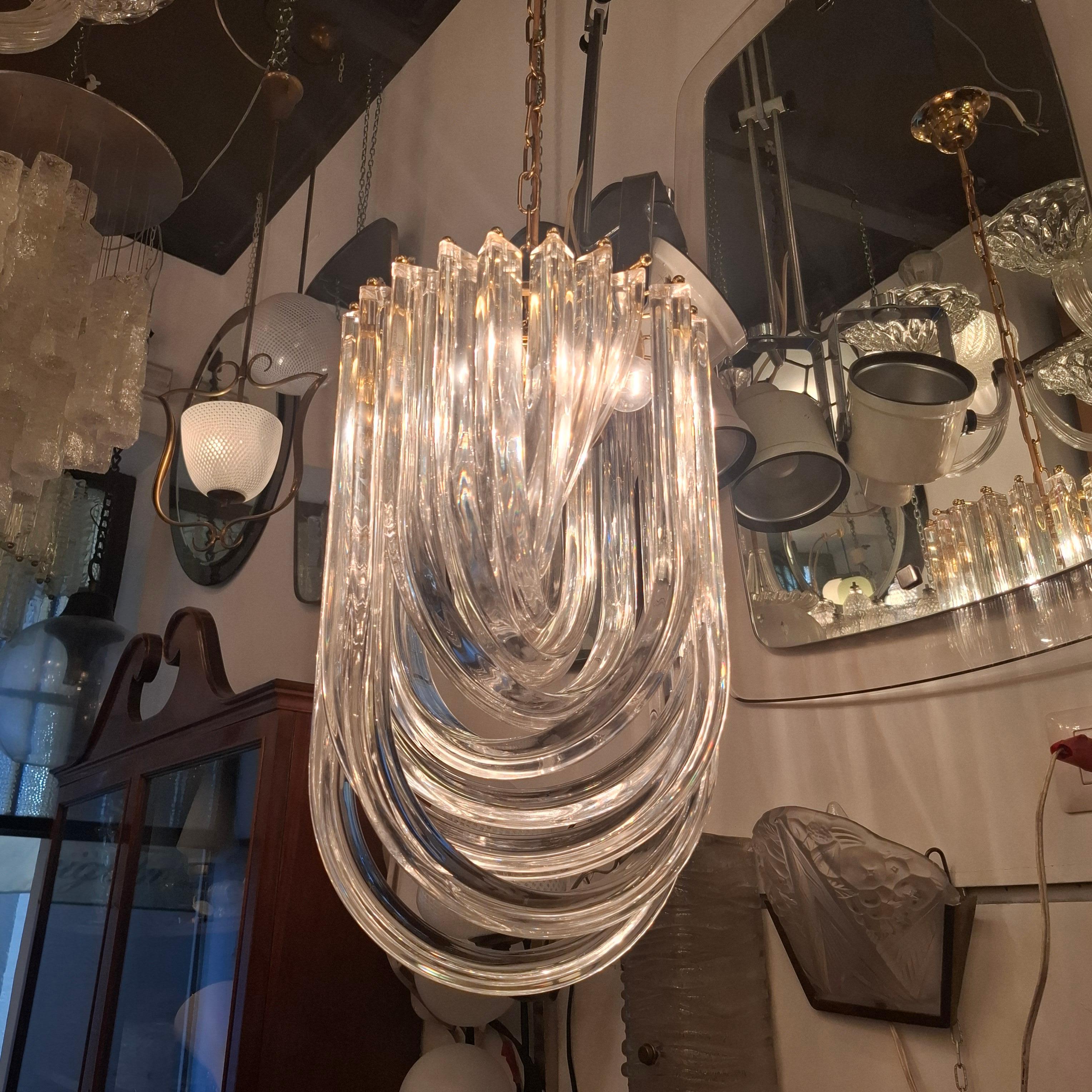 VENINI CHANDELIER MuRANO GLASS BRASS 1970 ITALY im Angebot 4