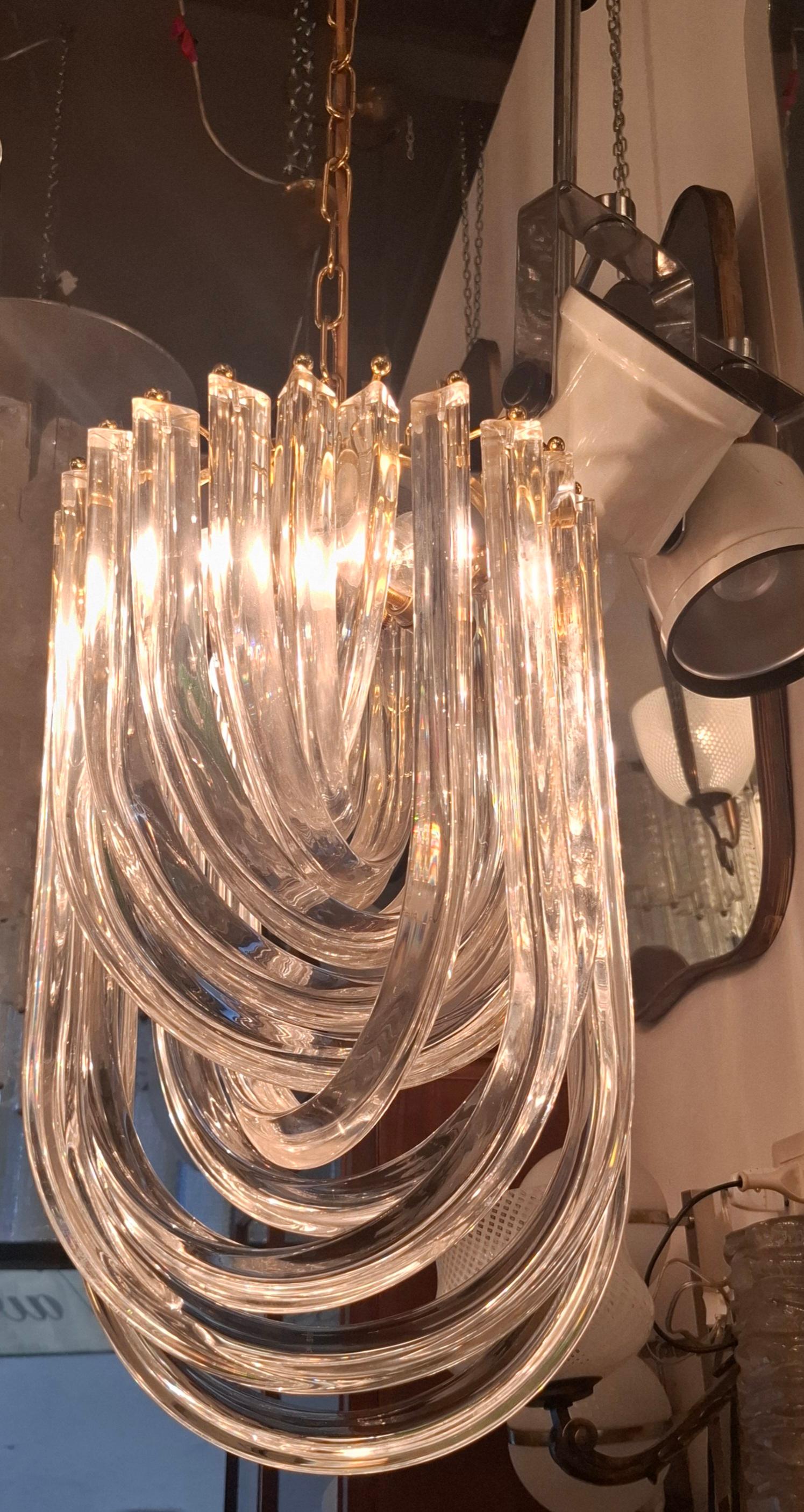 VENINI CHANDELIER MuRANO GLASS BRASS 1970 ITALY im Angebot 5