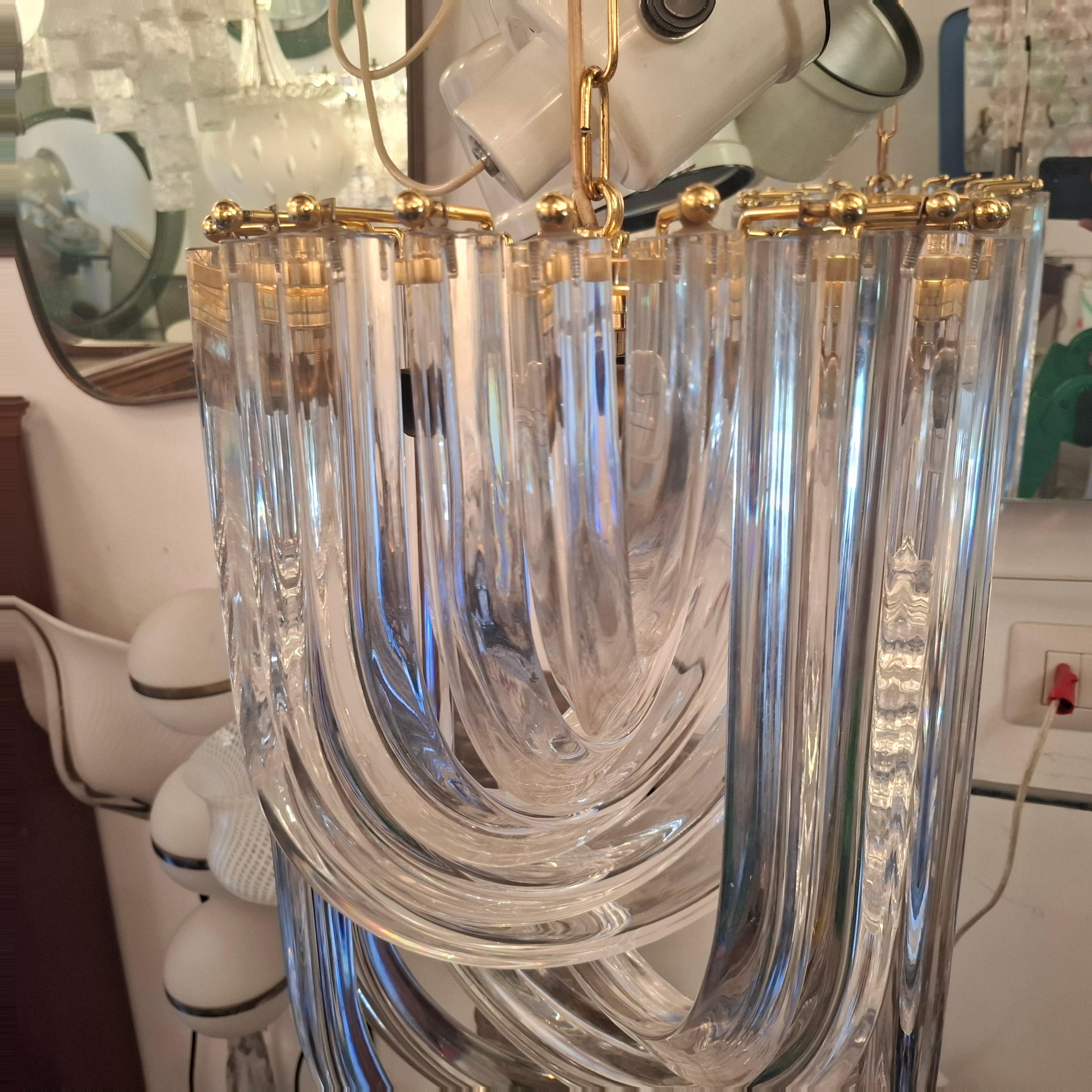 VENINI CHANDELIER MuRANO GLASS BRASS 1970 ITALY im Angebot 6