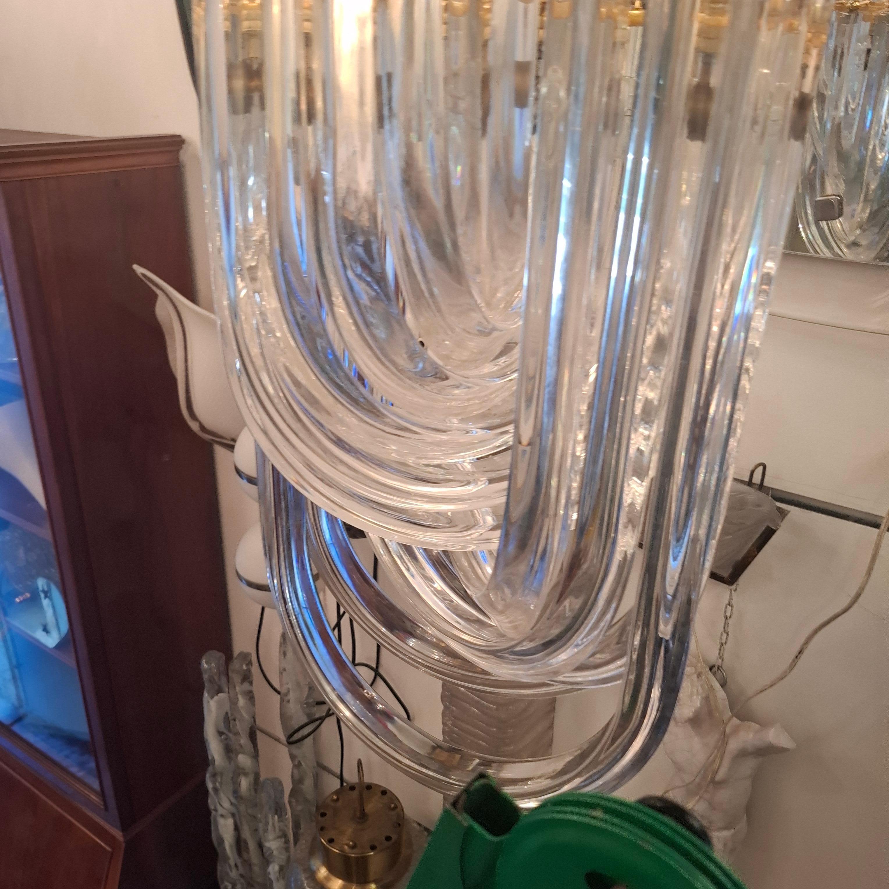 VENINI CHANDELIER MuRANO GLASS BRASS 1970 ITALY im Angebot 7