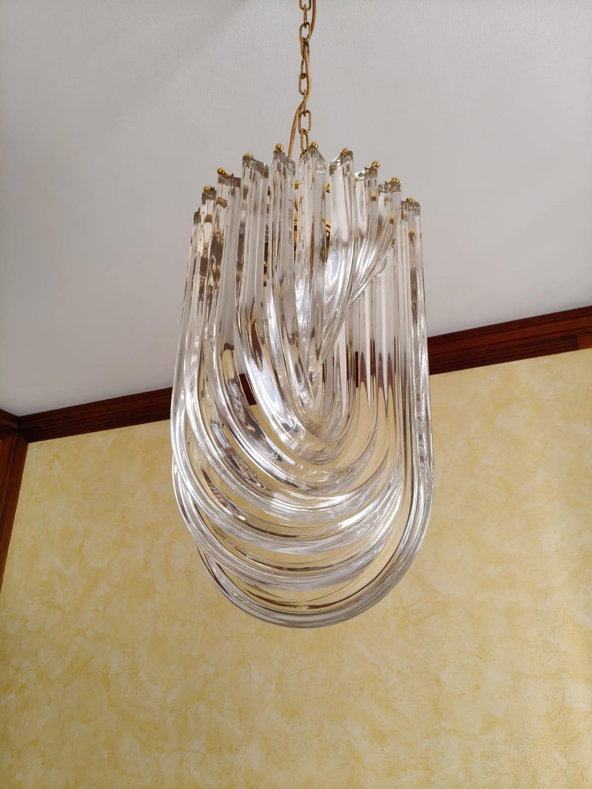 VENINI CHANDELIER MuRANO GLASS BRASS 1970 ITALY im Angebot 8