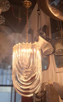 Venini CHANDELIER Murano VERRE BRASS 1970 ITALIE