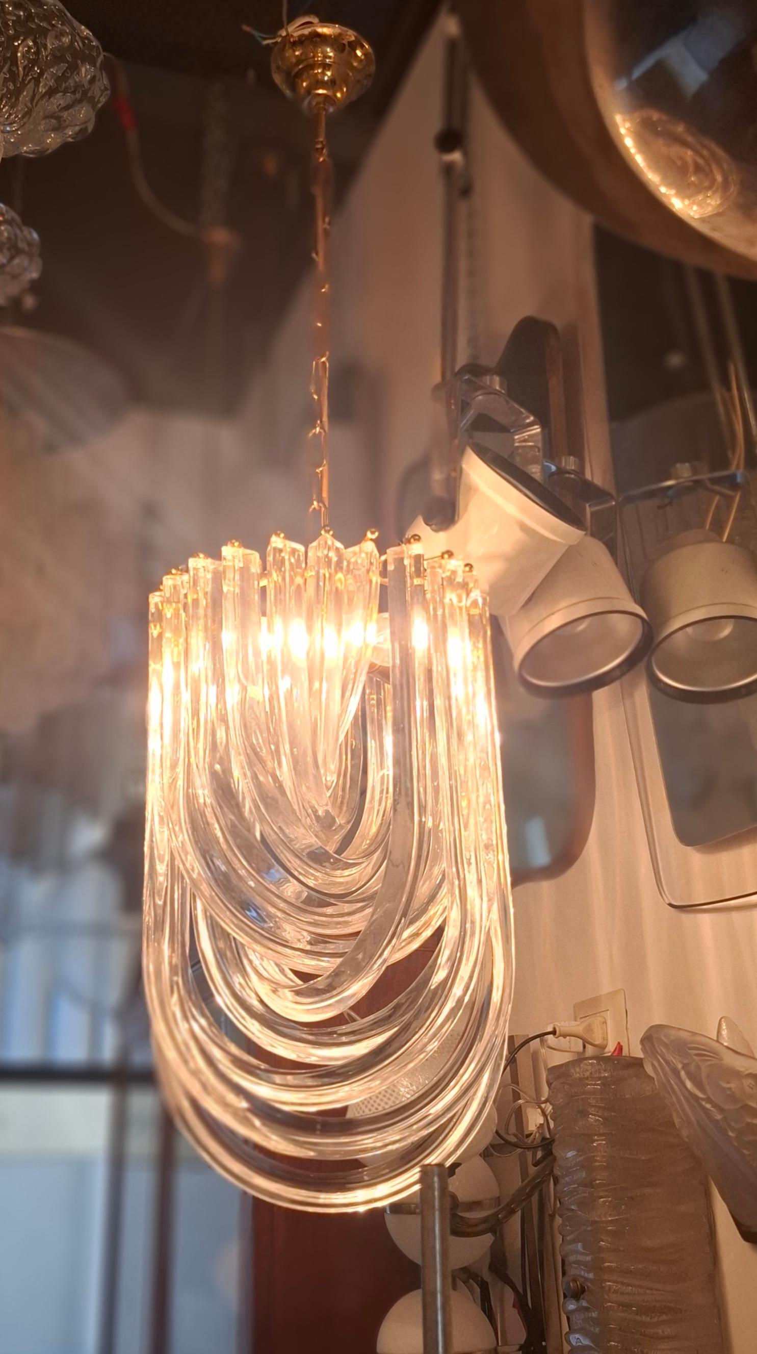 VENINI CHANDELIER MuRANO GLASS BRASS 1970 ITALY (Sonstiges) im Angebot