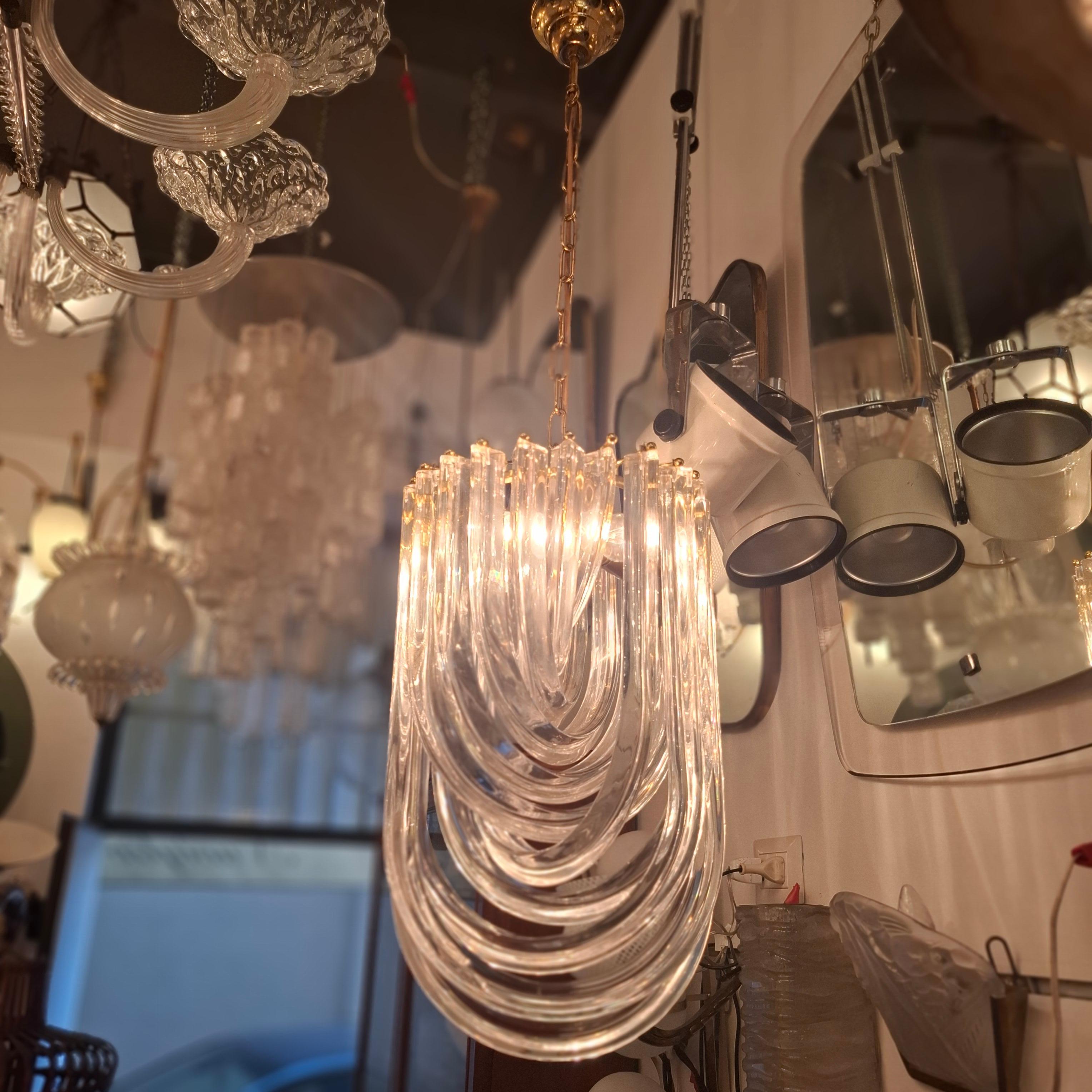 VENINI CHANDELIER MuRANO GLASS BRASS 1970 ITALY (Italienisch) im Angebot