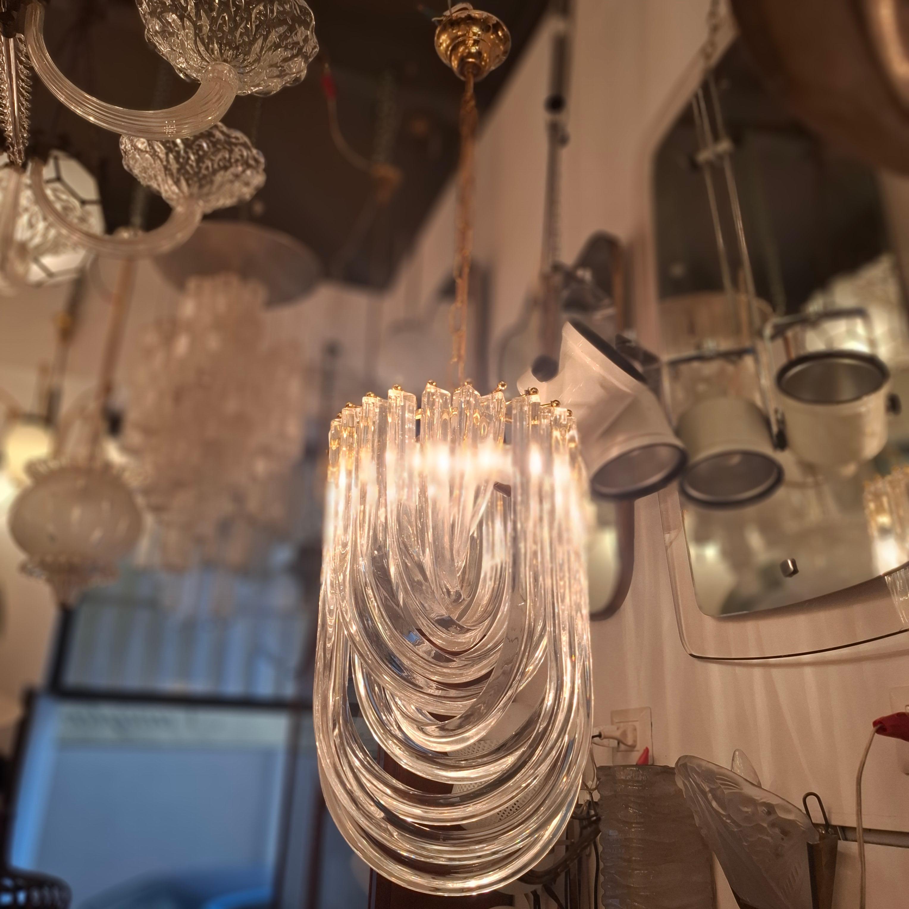 VENINI CHANDELIER MuRANO GLASS BRASS 1970 ITALY (Muranoglas) im Angebot