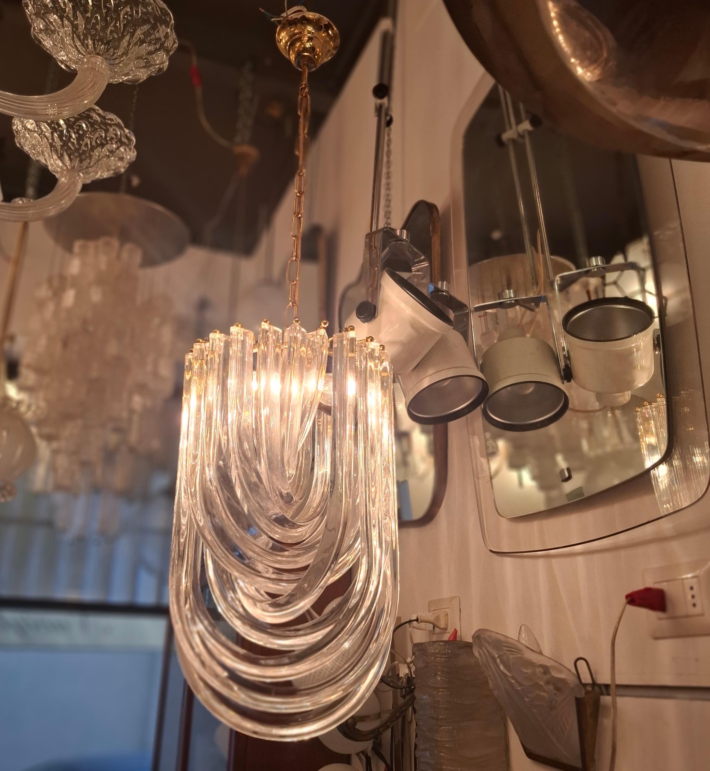 VENINI CHANDELIER MuRANO GLASS BRASS 1970 ITALY im Angebot 1