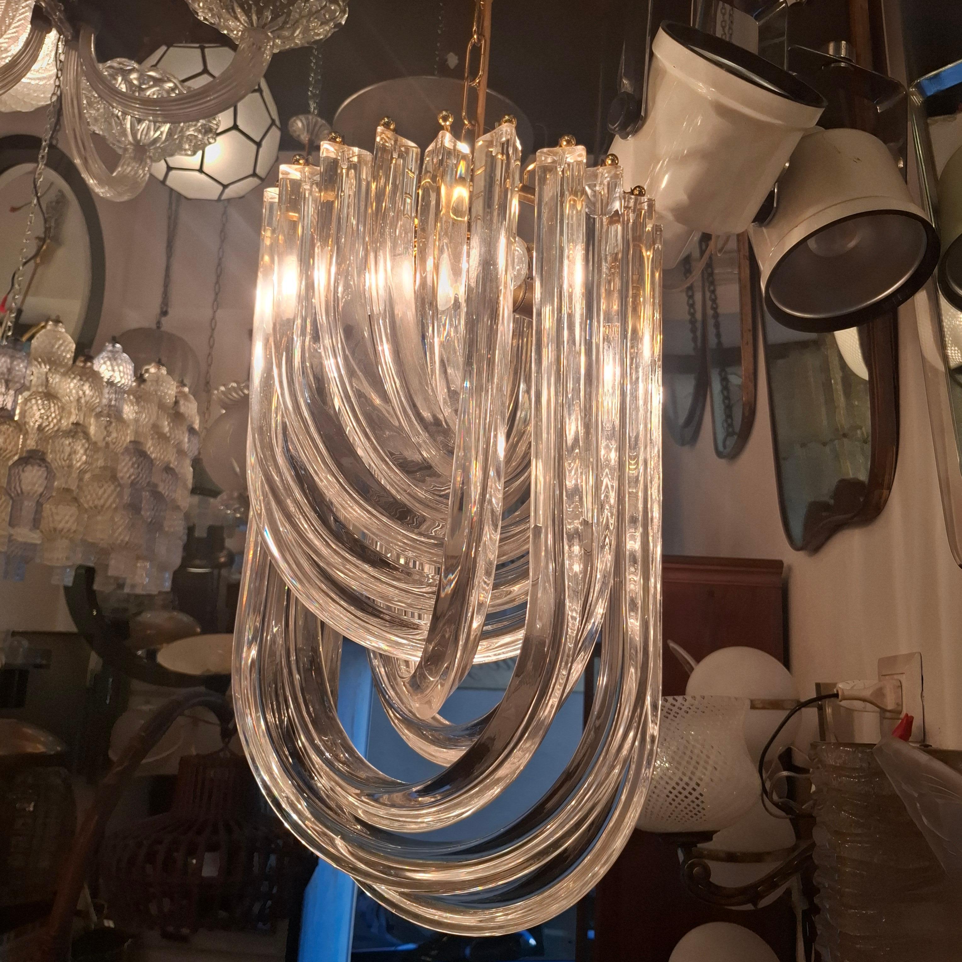 VENINI CHANDELIER MuRANO GLASS BRASS 1970 ITALY im Angebot 2