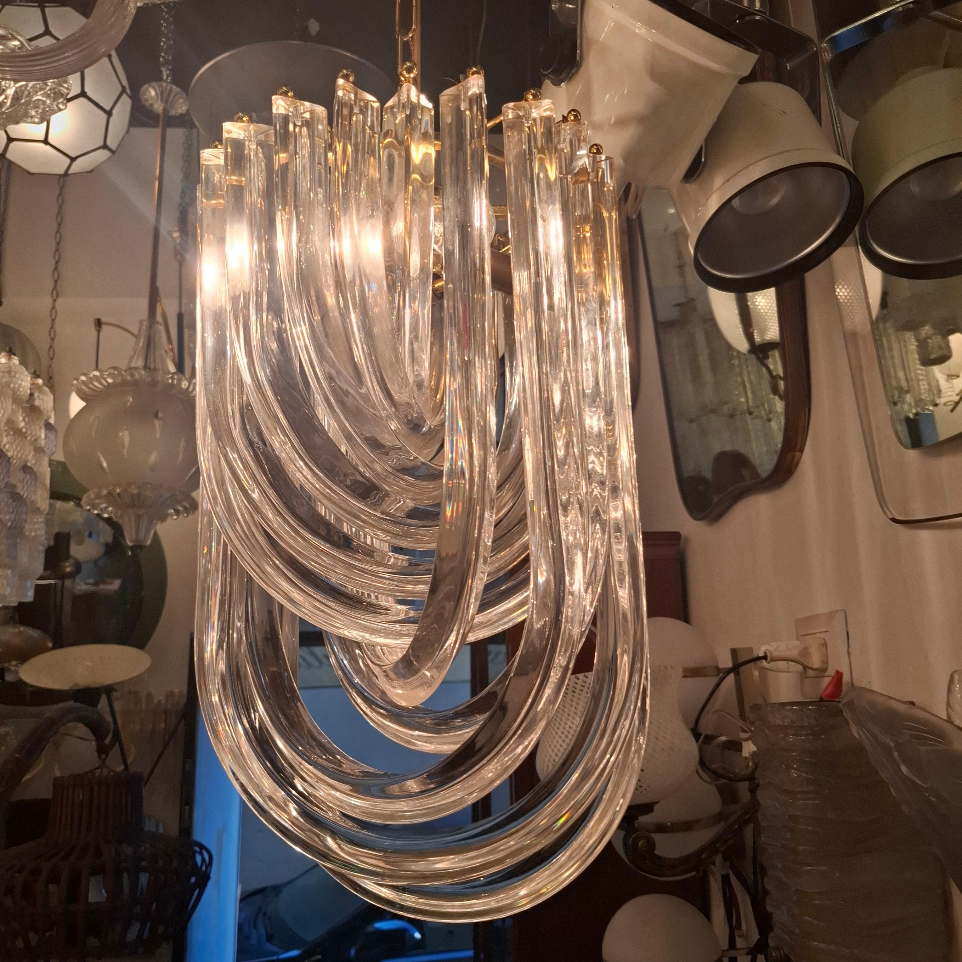 VENINI CHANDELIER MuRANO GLASS BRASS 1970 ITALY im Angebot 3