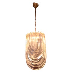 VENINI CHANDELIER MuRANO GLASS BRASS 1970 ITALY