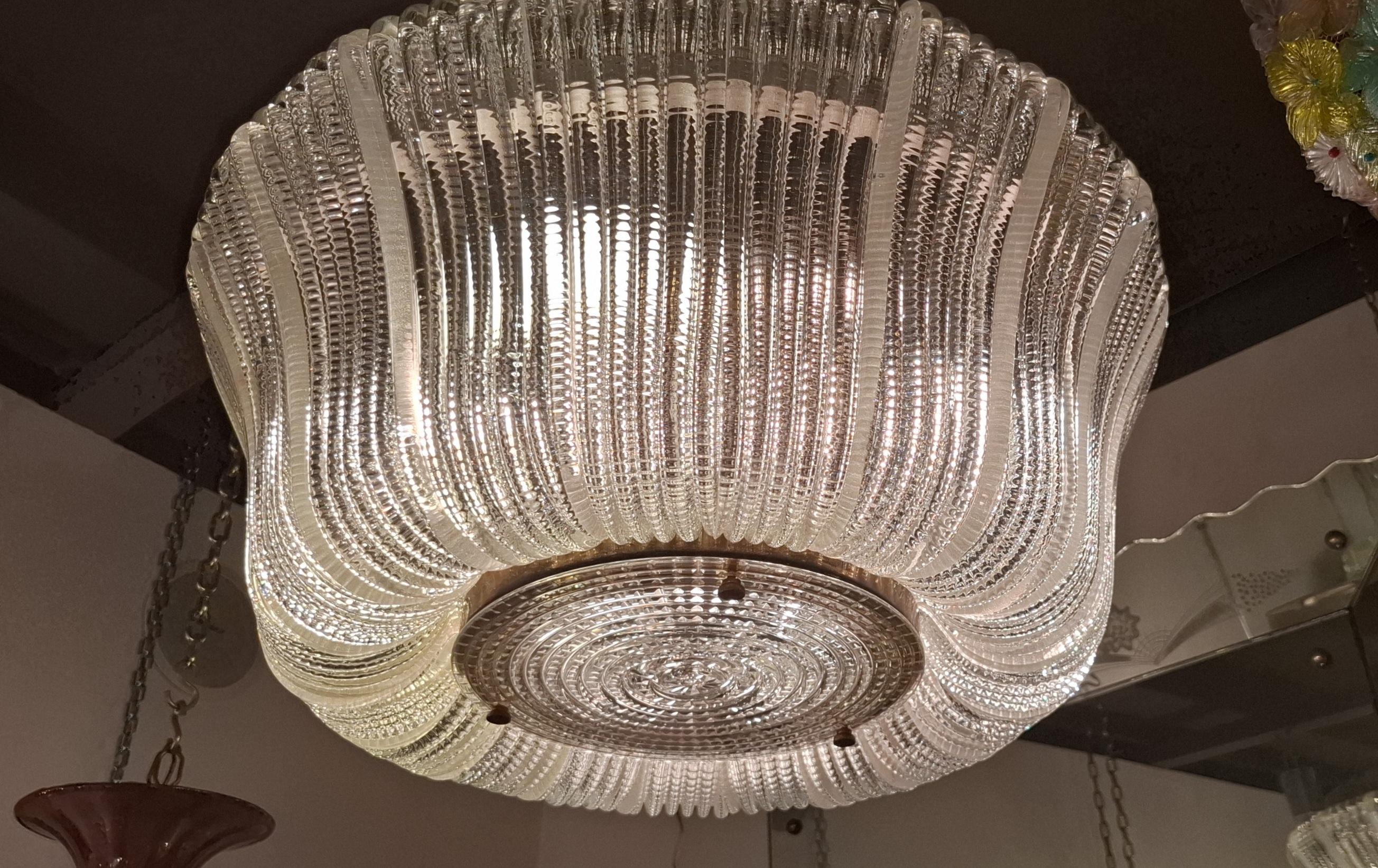 Venini Chandelier MURANO GLASS Brass iron 1940 Italia In condizioni buone in vendita a Milano, IT