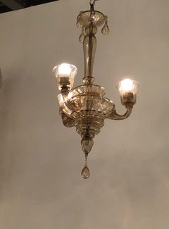 Venini Chandelier Murano Glass Iron, 1940