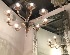 Venini Chandelier Murano Glass Iron 1940 Italy