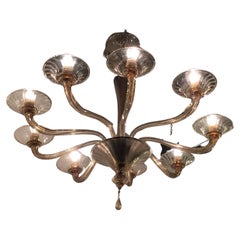 Lustre Venini en verre de Murano et fer, Italie, 1940