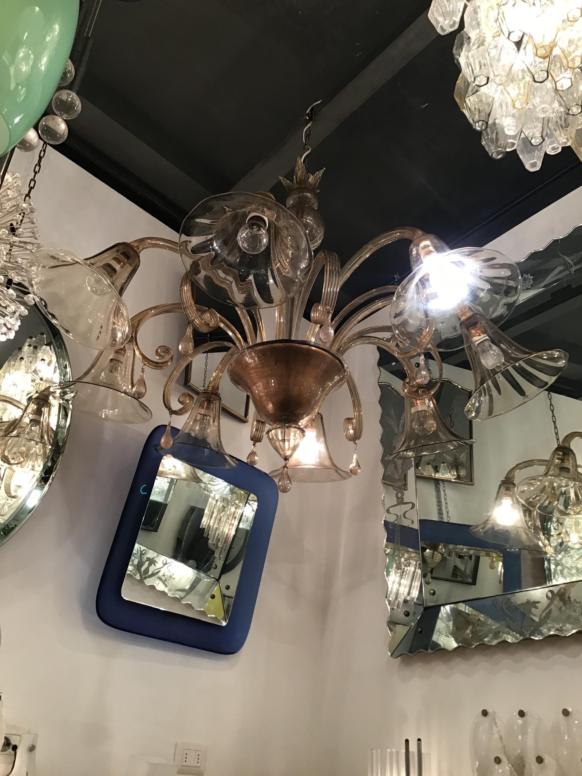 Italiano Lampadario Venini Vetro di Murano Ferro Metallo Italia, 1930 in vendita