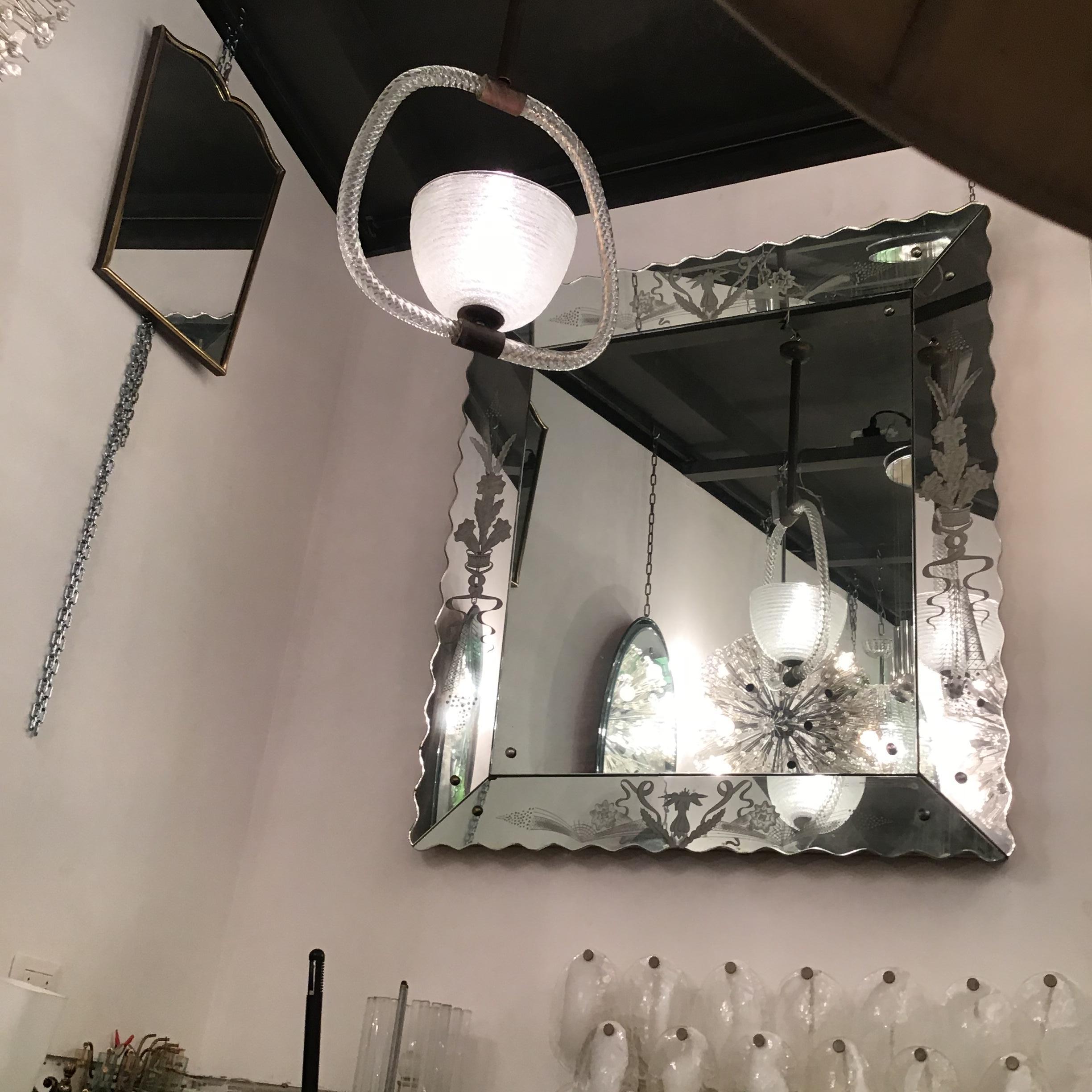 VENINI-Kronleuchter aus Muranoglas und Metall und Messing, Italien im Zustand „Gut“ im Angebot in Milano, IT