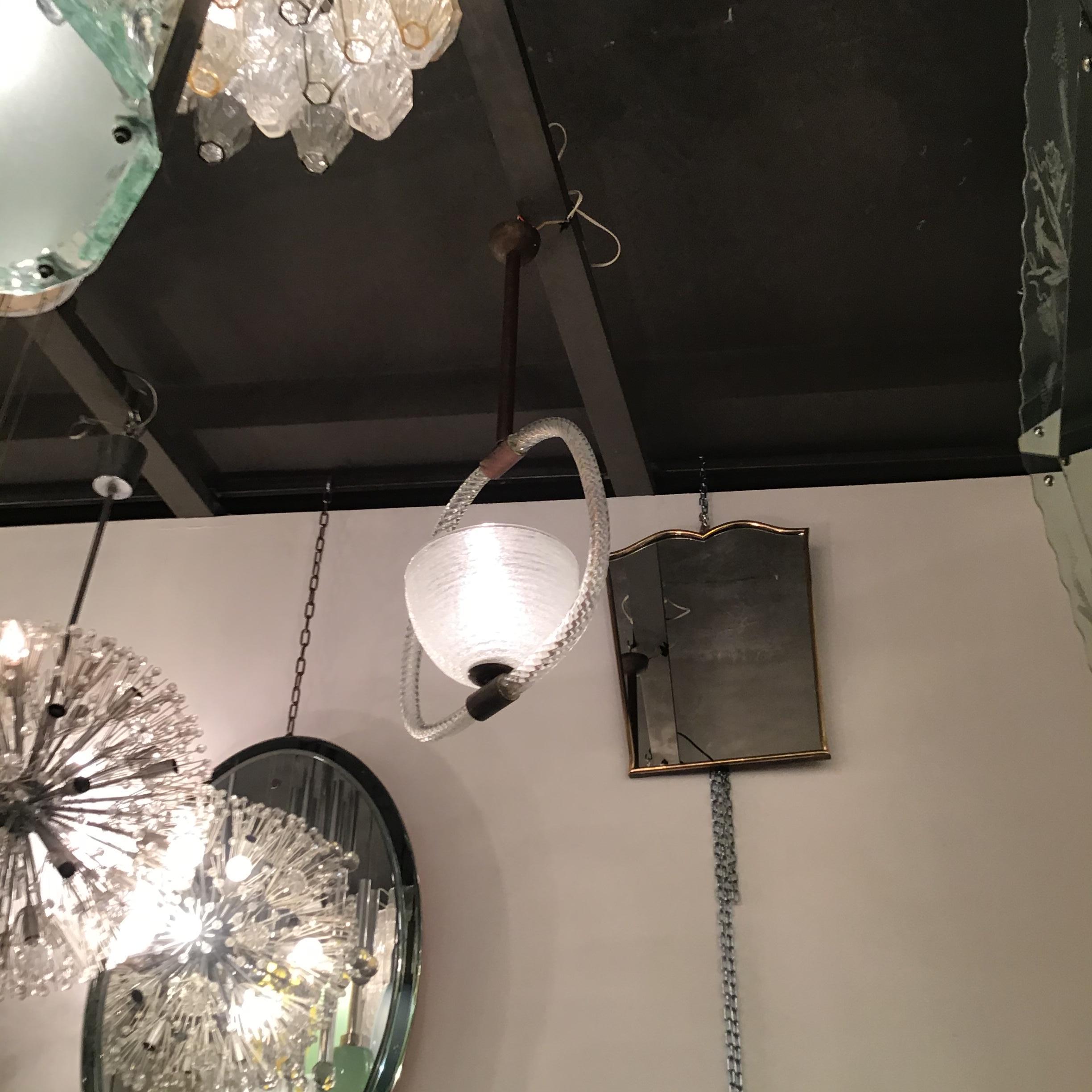 VENINI-Kronleuchter aus Muranoglas und Metall und Messing, Italien (Mitte des 20. Jahrhunderts) im Angebot