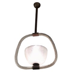 Venini Chandelier Murano Glass Metal Brass 1940 Italy