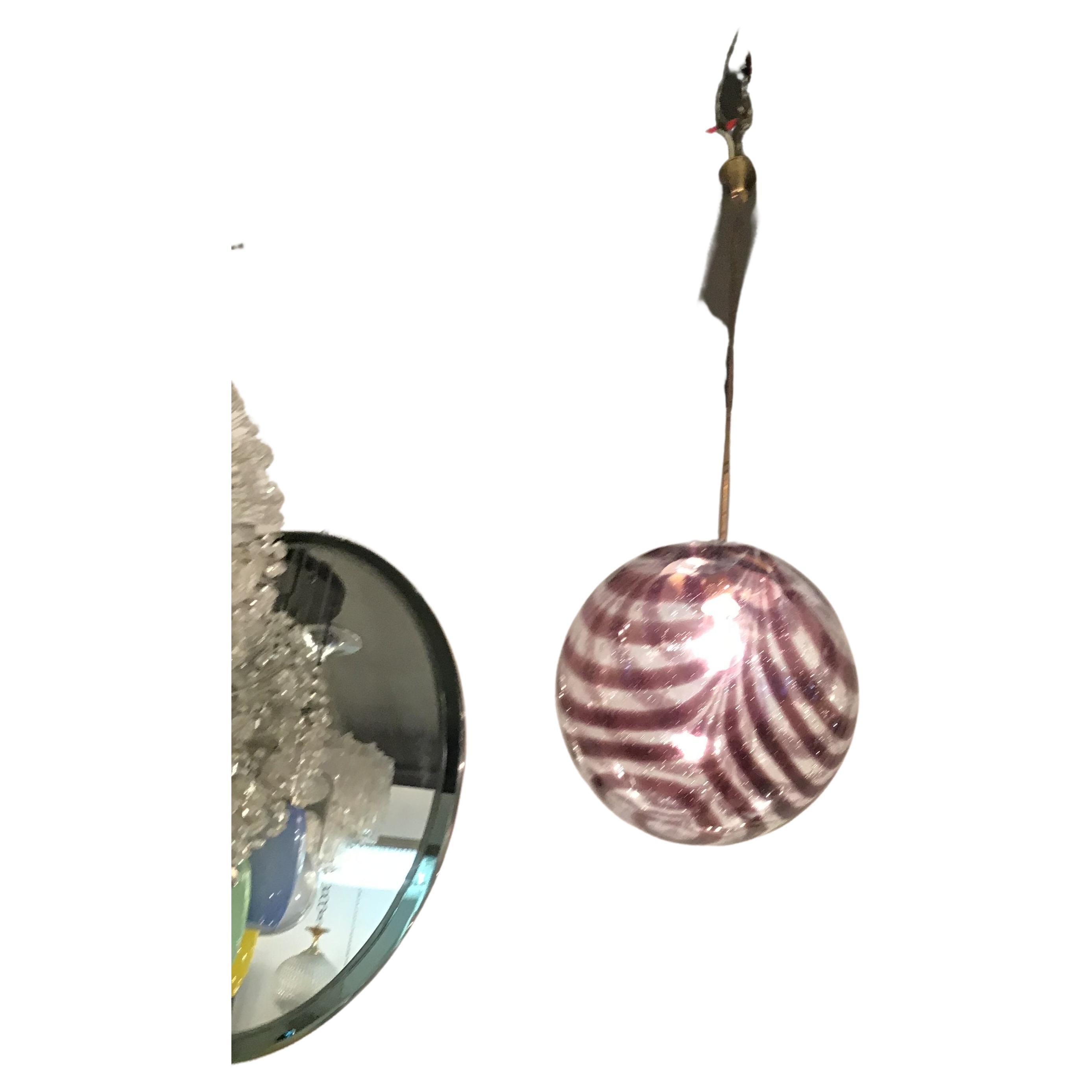 Lampadario Venini Vetro di Murano Metallo Ottone1960 Italia