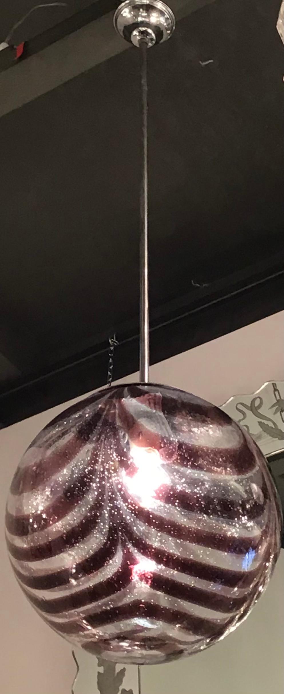 Lampadario Venini Vetro di Murano Metallo Cromatico 1960 Italia In condizioni ottime in vendita a Milano, IT