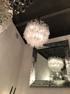 Venini Chandelier “Toni Zuccheri “Murano Glass Metal Crome Iron, 1950, Italy