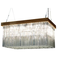 Venini, Chandelier with Brass Frame 
Triedri Murano Chrystals, 1960s-1970s