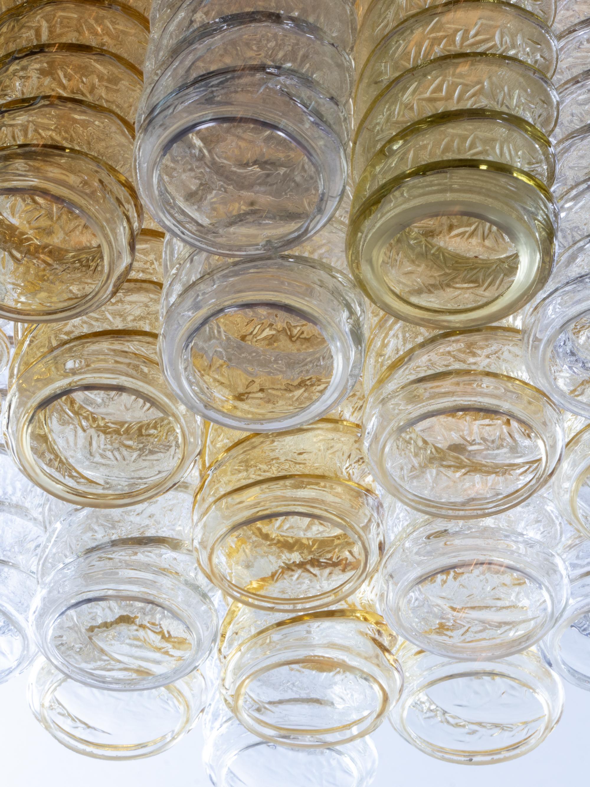 Lustre 'Swirl' Venini' de 1960 en verre de Murano ambré et transparent torsadé Bon état - En vente à Niederdorfelden, Hessen