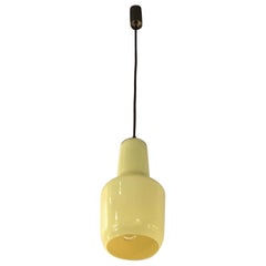 Lampadario Venini vetro giallo ferro ottone, 1955, Italia