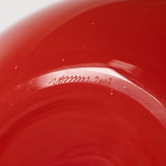 VENINI Cinesi Vase Red Murano Glass by Carlo Scarpa, Signed 2013, Made in Italy