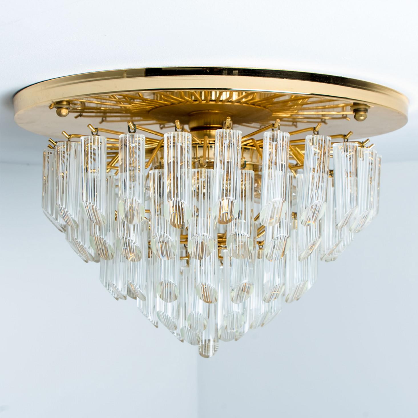 Empotrable de vidrio dorado transparente Messing de Venini, 1970 en venta 8