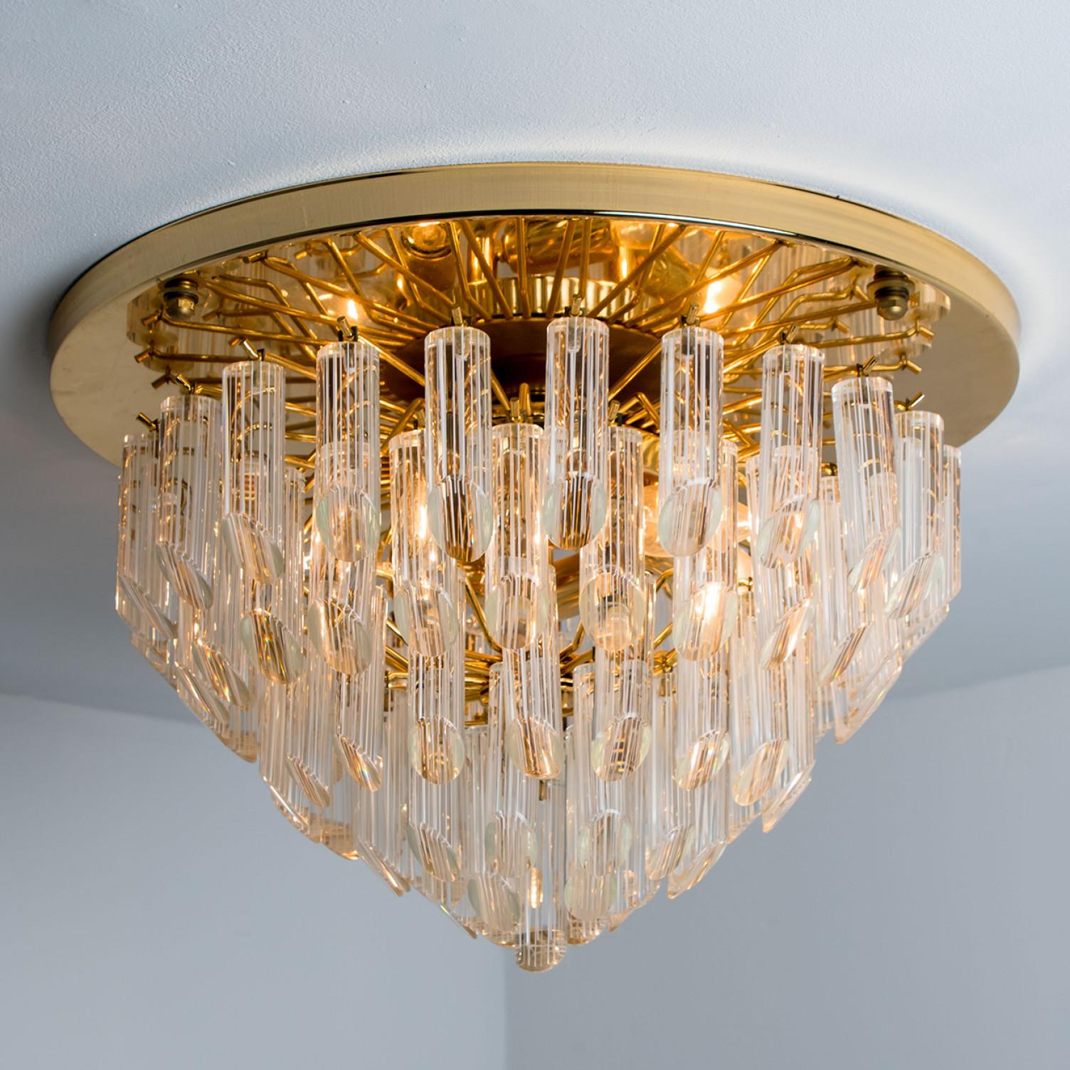 Empotrable de vidrio dorado transparente Messing de Venini, 1970 Latón en venta