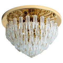 Venini Clear Gold Glass Messing Flush Mount, 1970