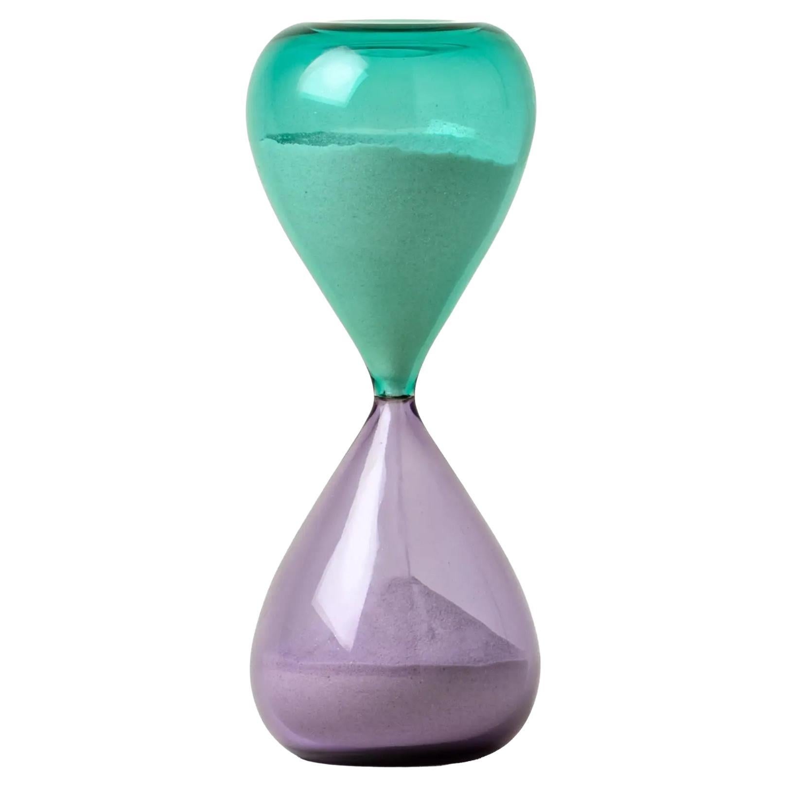 Venini Hourglass 420.06 Glass Hourglass Lilac Mint & Crystal - Damiani For Sale