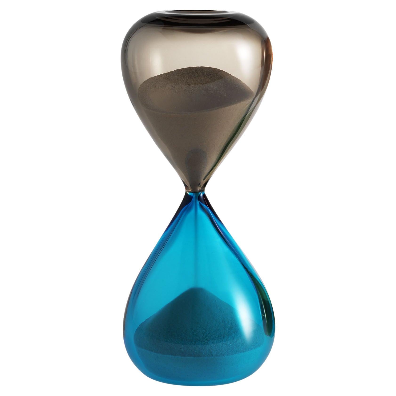 Venini Clessidra Hourglass in Grey Acquamarine Murano Glass For Sale