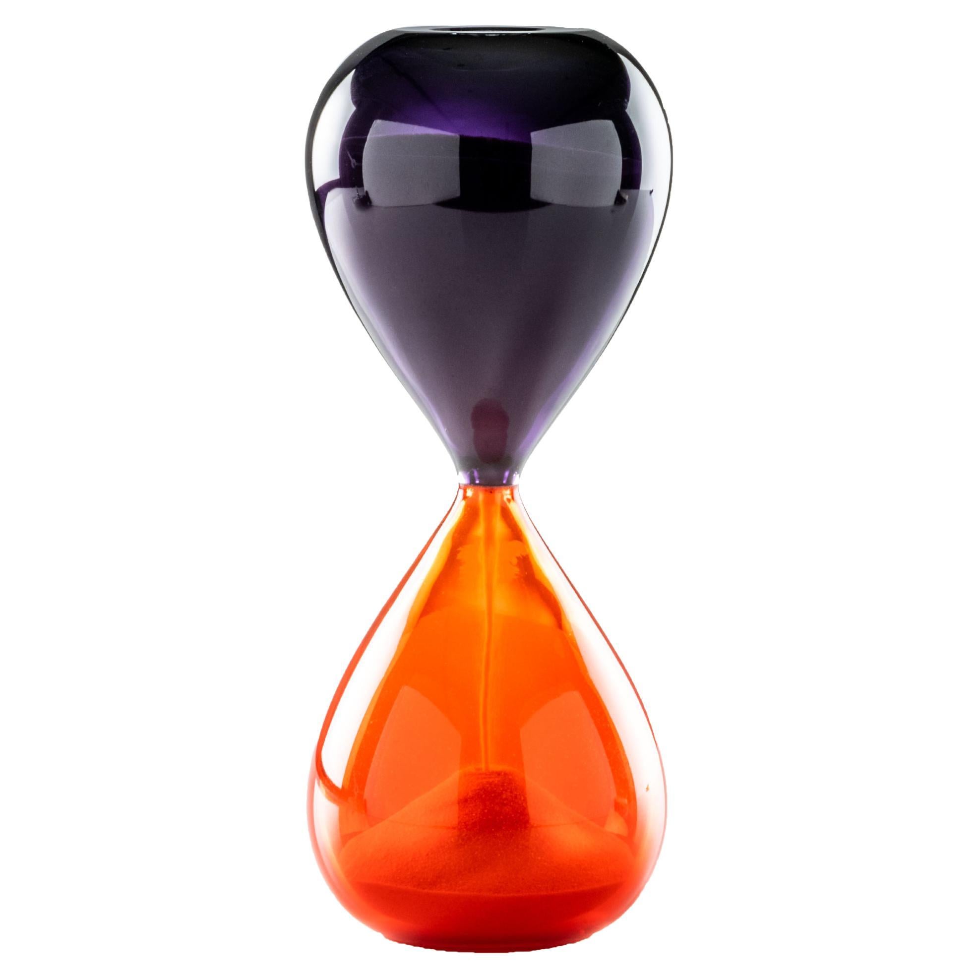 Venini Clessidra Hourglass in Orange Indigo Murano Glass For Sale