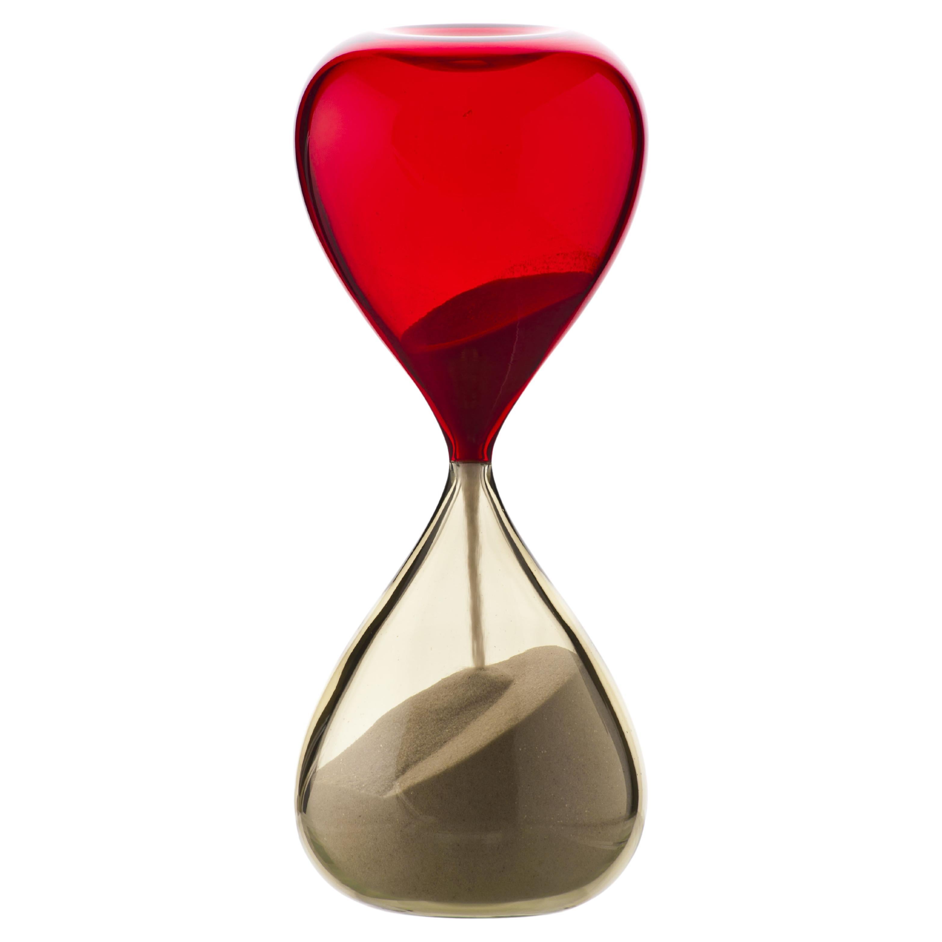 Venini Clessidra Hourglass in Red  Straw Yellow Murano Glass For Sale