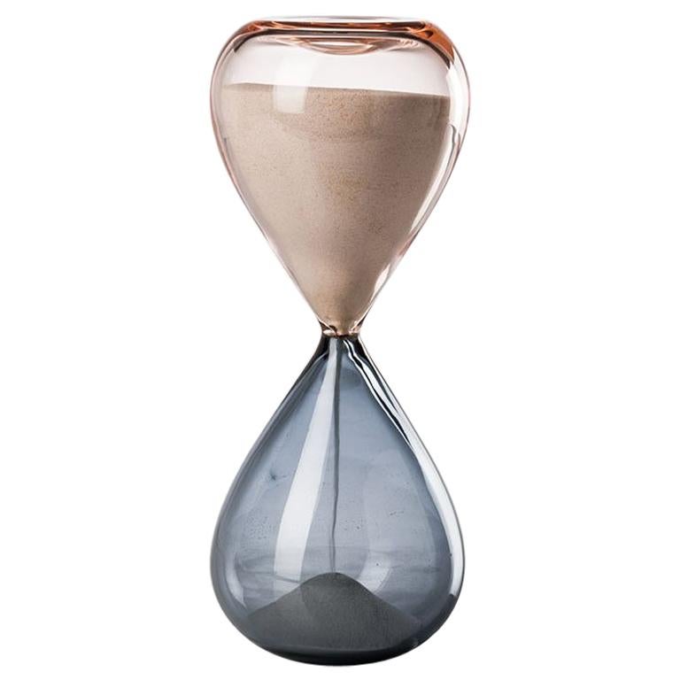 Lunette d'horloge Venini Clessidre en verre rose et gris par Fulvio Bianconi