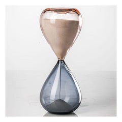 Venini Clessidre Glass Hourglass in Pink and Gray by Fulvio Bianconi